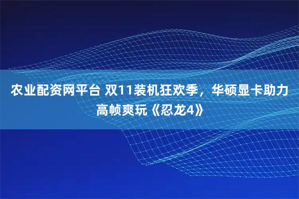 农业配资网平台 双11装机狂欢季，华硕显卡助力高帧爽玩《忍龙4》